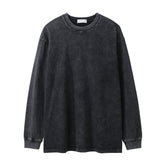 Men Long Sleeve T Shirt Creative Checkerboard Pattern Distressed